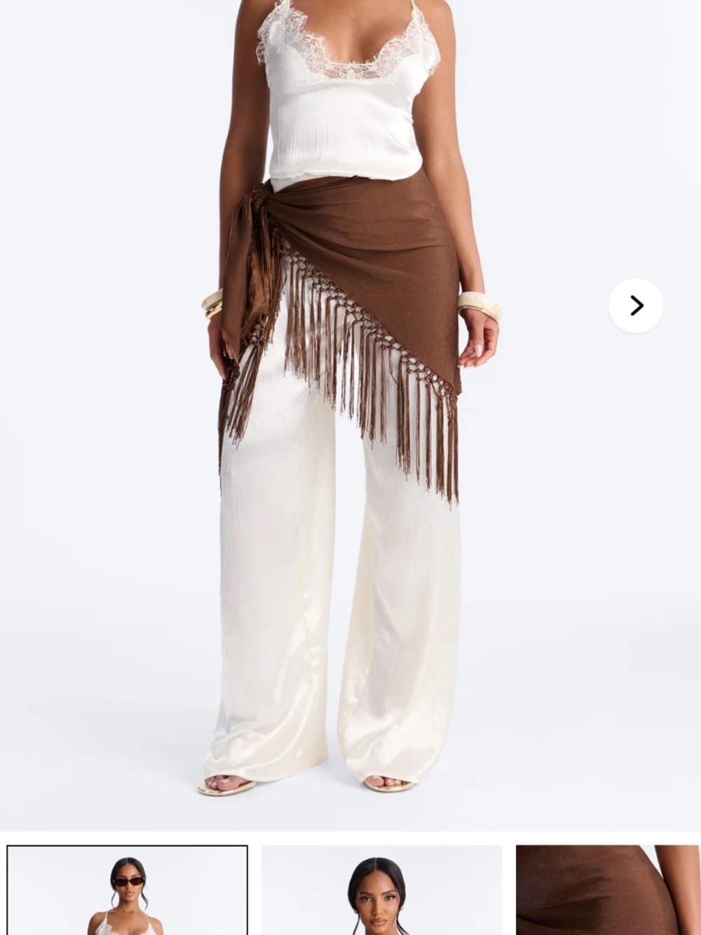 Fashion Nova Brown Fringe Tie-Waist Sarong